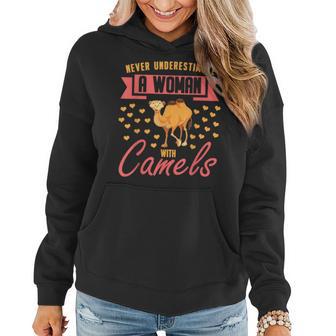 Never Underestimate A Woman With Camels Dromedary Camel Women Hoodie - Thegiftio UK