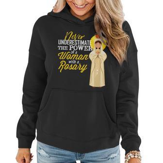 Never Underestimate A Woman With A Rosary Blessed Mary Women Hoodie - Thegiftio UK