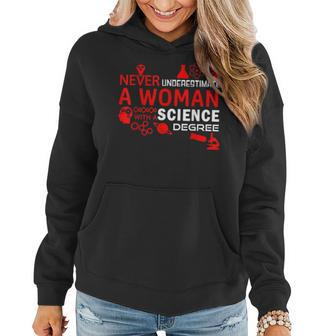 Never Underestimate Woman With A Science Degree Punny Women Hoodie - Seseable