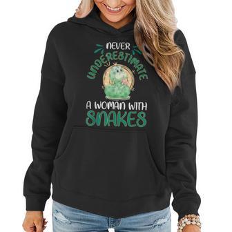 Never Underestimate A Woman With Snakes Lovers Snake Women Hoodie - Thegiftio UK