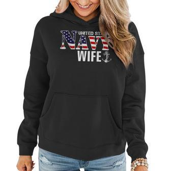 United States Vintage Navy With American Flag For Wife Women Hoodie | Mazezy CA