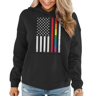 Usa Firefighter Lgbt Rainbow Flag Gay Pride Month Patriot Women Hoodie | Mazezy