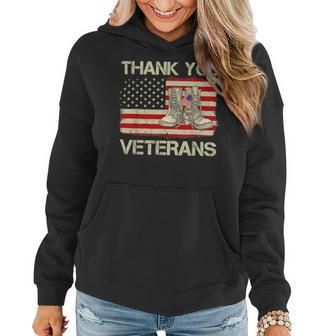 Veteran Vets Thank You Veterans Combat Boots Veteran Day American Flag 289 Veterans Women Hoodie - Monsterry DE