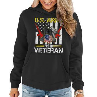 Veteran Vets US Army Proud Veteran With American Flag Gifts Veteran Day Veterans Women Hoodie - Monsterry UK