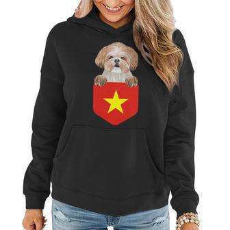 Vietnam Flag Shih Tzu Dog In Pocket Women Hoodie - Monsterry UK