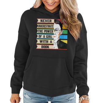 Vintage Never Underestimate The Power Of A Girl With A Book Gift For Womens Women Hoodie - Seseable