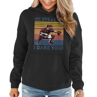 Vintage Steal I Dares You Baseball Funny T Women Hoodie | Mazezy