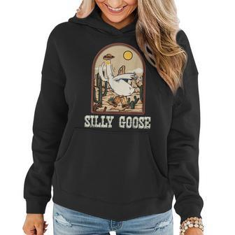 Vintage Western Cowboy Silly Goose Rodeo Funny Duck Women Hoodie | Mazezy