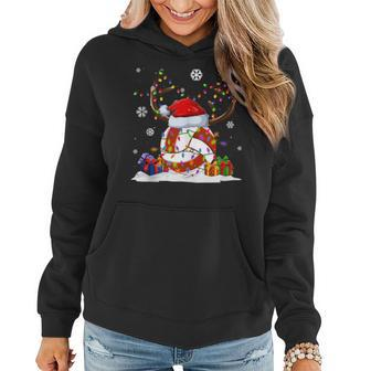 Volleyball Lovers Reindeer Santa Hat Ugly Christmas Sweater Women Hoodie - Monsterry DE