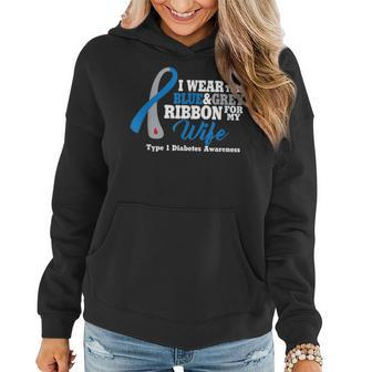 I Wear Blue And Gray For My Wife Type 1 Diabetes Women Hoodie | Mazezy