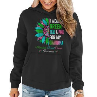 I Wear Green Teal & Pink For My Grandma Cancer Awareness Women Hoodie | Mazezy