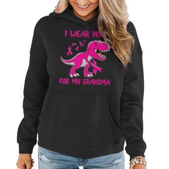 I Wear Pink For My Grandma Dino T Rex Breast Cancer Boys Women Hoodie - Seseable