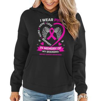 I Wear Pink In Memory Of My Grandma Breast Cancer Awareness Women Hoodie - Seseable