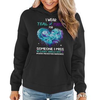 I Wear Teal And Purple Suicide Awareness Butterfly Support Women Hoodie - Thegiftio UK