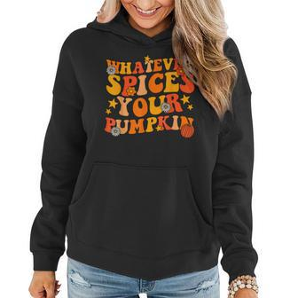Whatever Spices Your Pumpkin Groovy Fall Autumn Halloween Halloween Women Hoodie | Mazezy