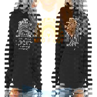 Wild About Reading Teacher Back To School Leopard Rainbow Women Hoodie - Thegiftio