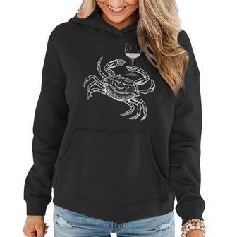 Wine Crab Ocean Lovers Drinking Gift Vacation Cruise Drinking Funny Designs Funny Gifts Women Hoodie | Mazezy AU