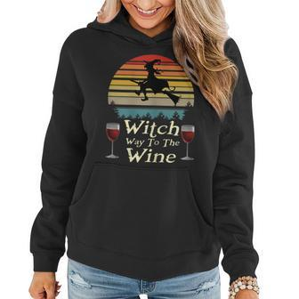 Witch Way To The Wine Halloween Wine Lover Vintage Funny Gift For Womens Women Hoodie | Mazezy