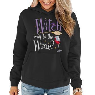 Witch Way To The Wine Halloween Drinking For Wiccan Witches Women Hoodie - Seseable