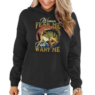 Women Fear Me Fish Want Me Funny Fishing Gifts For Fisherman Women Hoodie - Thegiftio UK