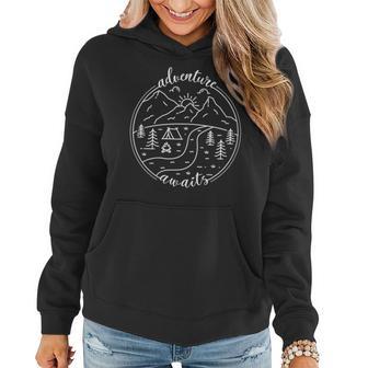 Womens Adventure Awaits Retro Summer Hiking Explore More Camping Women Hoodie - Thegiftio UK