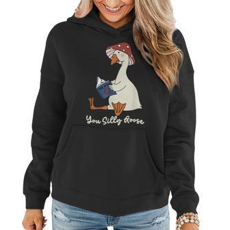 You Silly Goose Honk Funny Duck Goose Reads The Book Goose Funny Gifts Women Hoodie | Mazezy