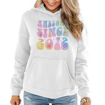 11 Year Old Awesome Since 2012 Tie Dye Flowers 11Th Birthday Women Hoodie | Mazezy