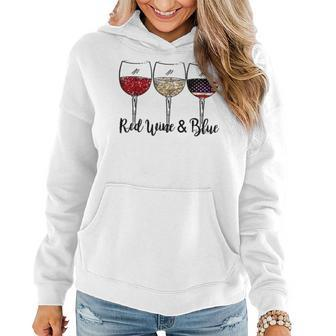 4Th Of July Red White Blue Wine Fourth Of July Usa Flag Women Hoodie | Mazezy UK