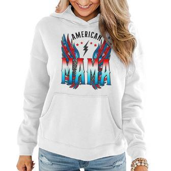 American Mama Retro Wings 4Th Of July For Women Gifts For Mama Funny Gifts Women Hoodie | Mazezy