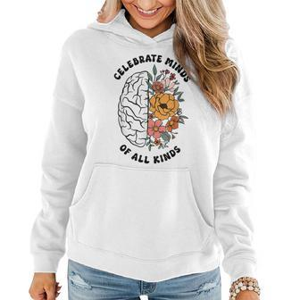 Autism Awareness Celebrate Minds Of All Kinds Floral Teacher Women Hoodie - Seseable