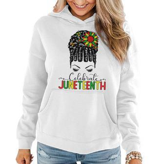 Awesome Messy Bun Junenth Celebrate 1865 June 19Th Women Hoodie - Seseable