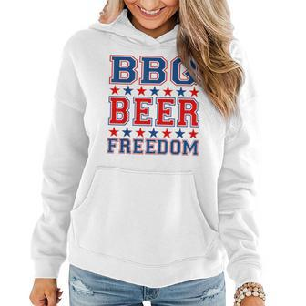 Bbq Beer Freedom America Usa Flag Party 4Th Of July Summer Beer Funny Gifts Women Hoodie | Mazezy