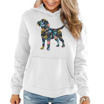 Beagle Floral Dog Silhouette Graphic Women Hoodie - Seseable
