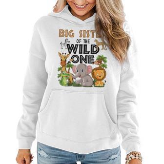 Big Sister Of The Wild One Birthday 1St Safari Jungle Family Women Hoodie - Thegiftio UK