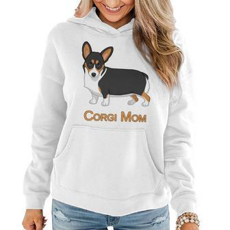 Black Tricolor Cute Pembroke Corgi Mom Dog Lover Women Hoodie | Mazezy