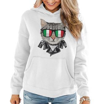 Cat Italy Flag Sunglasses - Cool Italian Cat Women Hoodie | Mazezy