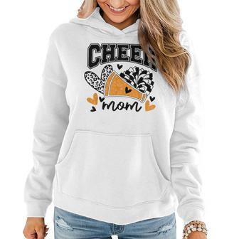 Cheer Mom Biggest Fan Cheerleader Black And Orange Pom Pom Women Hoodie | Mazezy