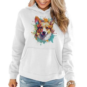Corgi Mom Dog Lover Colorful Artistic Corgi Owner Women Hoodie - Seseable