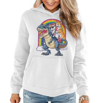 Corgi Unicorn Dinosaur T Rex T Kids Girls Rainbow Gift Women Hoodie | Mazezy