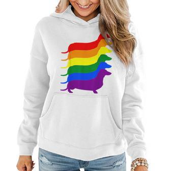 Dachshund Gay Pride Lgbt Rainbow Awareness Support Lgbt Women Hoodie | Mazezy