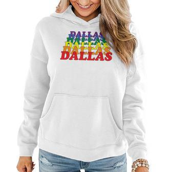 Dallas City Gay Pride Rainbow Word Design Women Hoodie | Mazezy