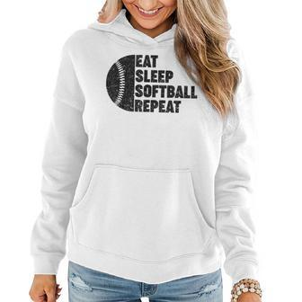 Eat Sleep Softball Repeat Ns Girls Boys Kids Men Women Softball Funny Gifts Women Hoodie | Mazezy