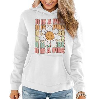 Eleven Is A Vibe Groovy 11Th Birthday Party Daisy Flower Women Hoodie - Seseable