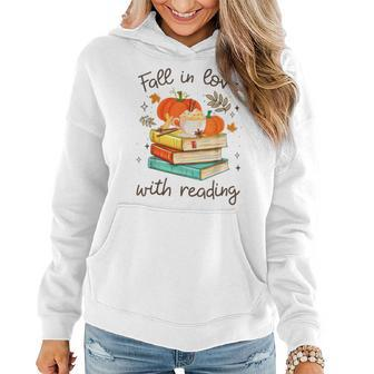 Fall In Love With Reading Book Autumn Pumpkins And Teachers Women Hoodie - Monsterry AU