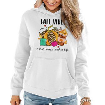 Fall Vibes & That Science Teacher Life Leopard Pumpkin Women Hoodie | Mazezy