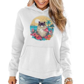 Floral Beach Vacation Himalayan Cat Vacation Funny Gifts Women Hoodie | Mazezy