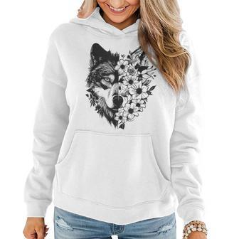 Floral Wolf Vintage Flowers Wolf Face For Wolves Lover Gifts For Wolf Lovers Funny Gifts Women Hoodie | Mazezy