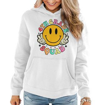 Fourth 4Th Grade Squad Smile Face First Day Back To School Women Hoodie | Mazezy