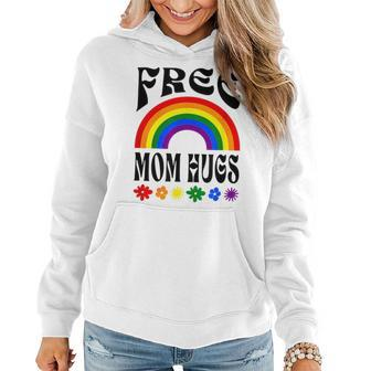 Free Mom Hugs Gay Pride Lgbt Retro Rainbow Flower Hippie  Women Hoodie