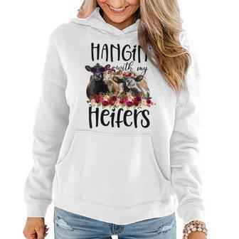 Floral Heifer Hanging With My Heifer Cow Castle Farmer Women Hoodie - Seseable